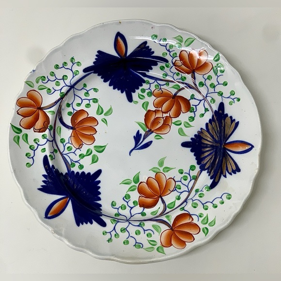 19th Century Antique Gaudy Welsh Butterfly Plate Eagle Marked for US Export - Picture 3 of 16